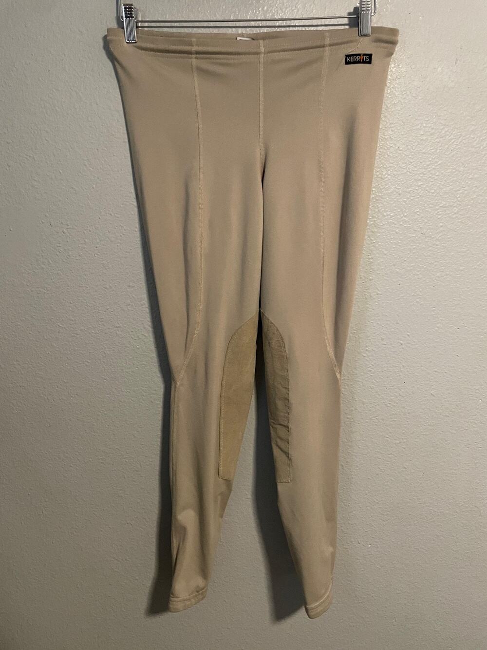 Kerrits Womens Riding Breeches Large Beige Knee Patch Legging Equestrian READ